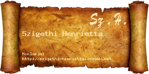 Szigethi Henrietta névjegykártya